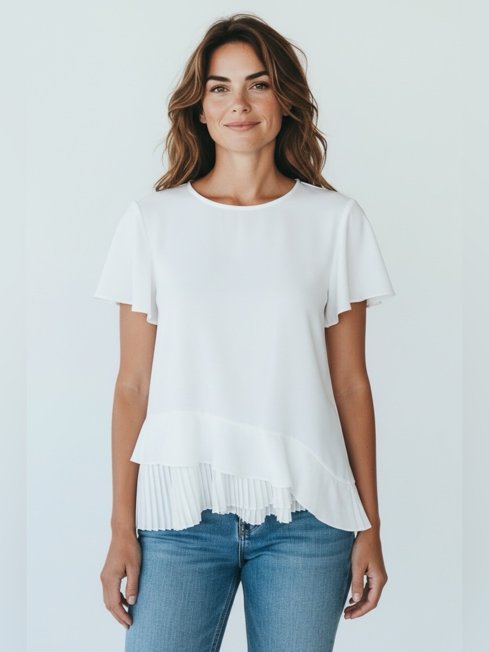 Zara Flowy Pleated Ruffled Top NWOT